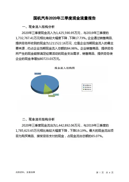 国机汽车2020年三季度现金流量报告