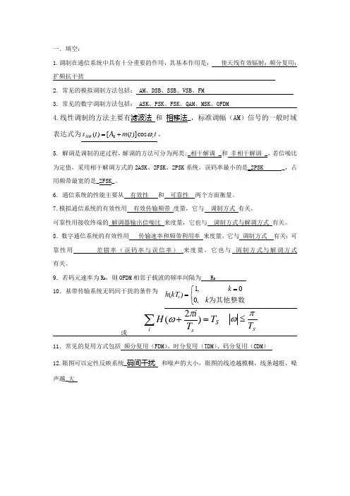 通信原理   第1-8章练习_答案