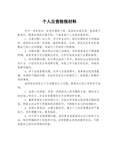 个人自查检视材料