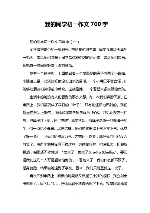 我的同学初一作文700字