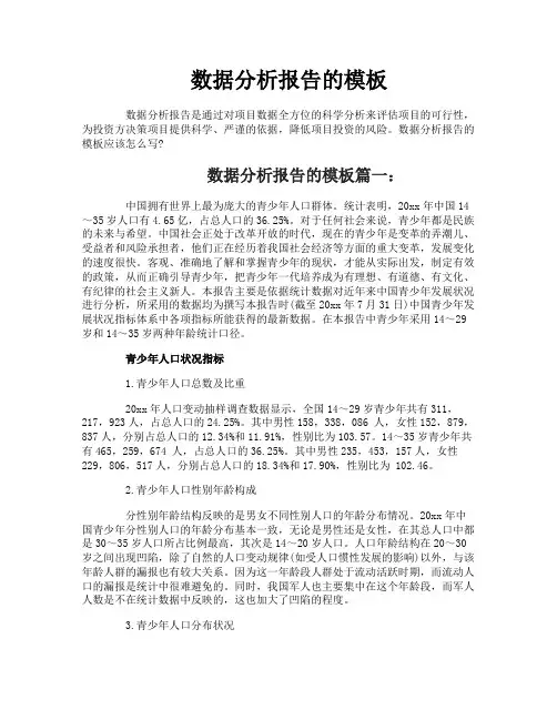 数据分析报告的模板