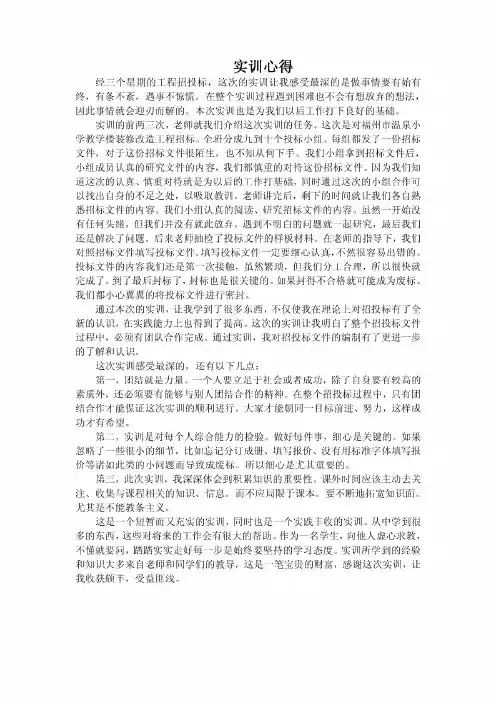 招投标实训心得