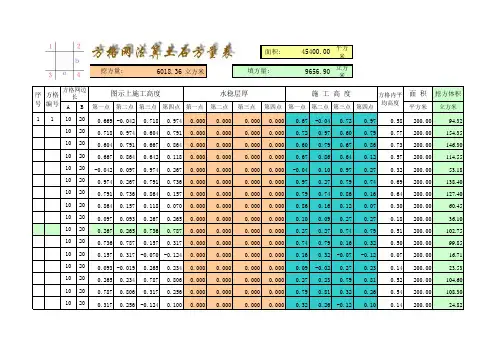 方格网土方计算表