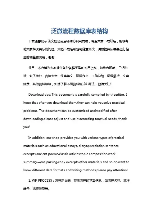 泛微流程数据库表结构