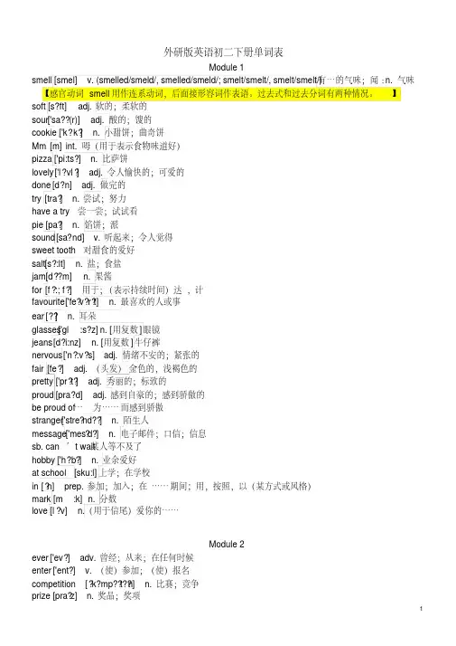 (完整)外研版初中英语八年级下册单词表