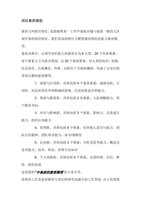 岗位素质模型