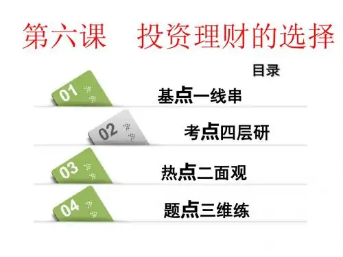 2019年高考政治一轮总复习通用版精品课件：必修一  第二单元  第六课  投资理财的选择