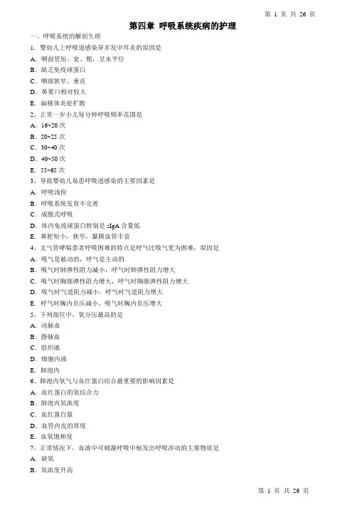第4章 呼吸系统疾病病人的护理