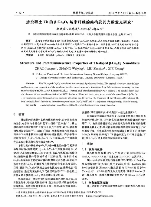 掺杂稀土Tb的β-Ga2O3纳米纤维的结构及其光致发光研究