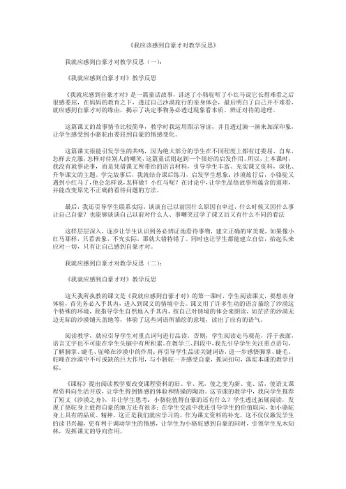 我应该感到自豪才对教学反思8篇
