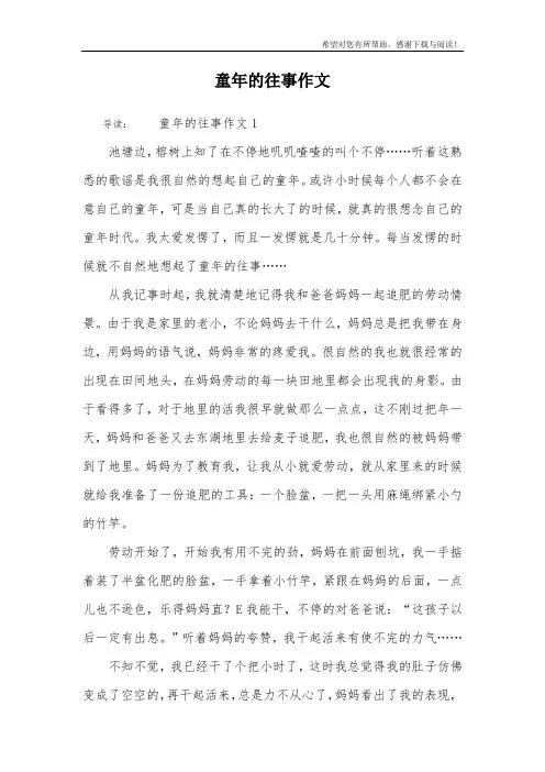 童年的往事作文
