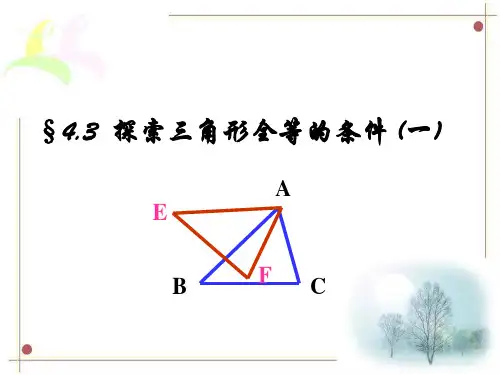北师大版数学七年级下册第四章4.3探索三角形全等的条件(一)(共28张PPT)