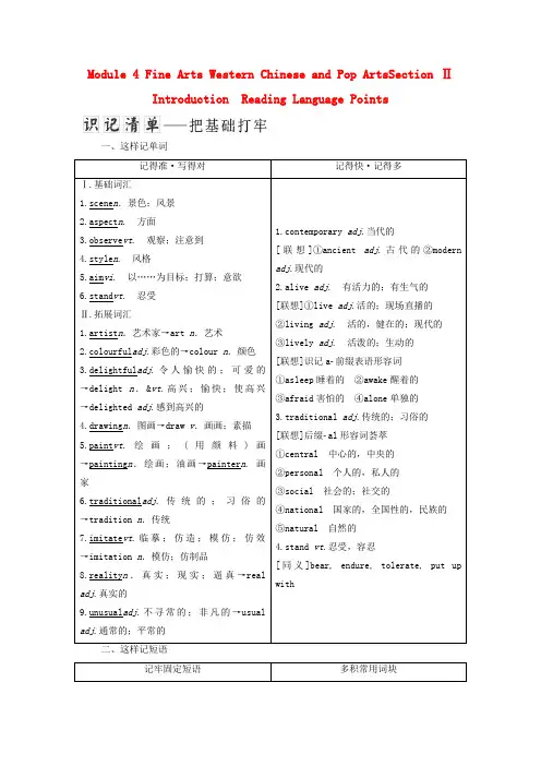 高中英语Module4FineArtsWesternChineseandPopArtsSection