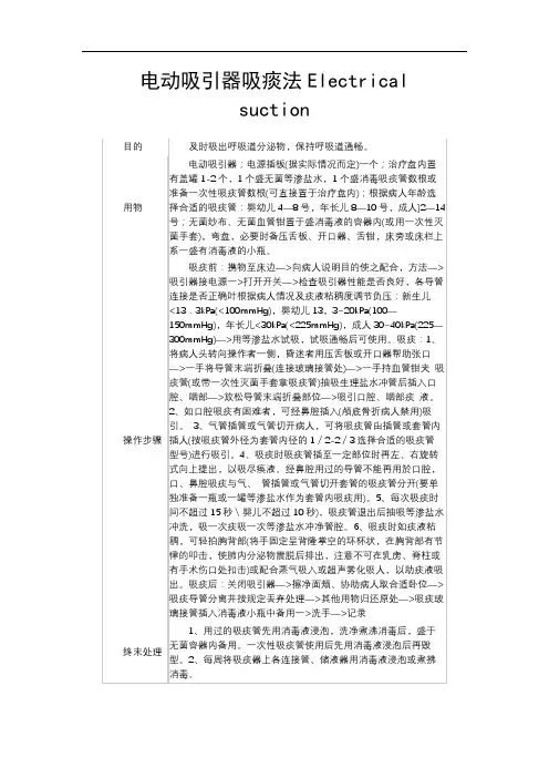 电动吸引器吸痰法