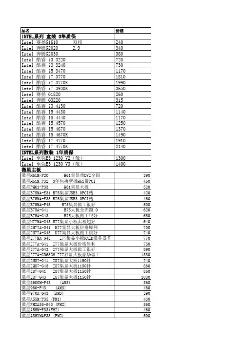 电脑配置报价单