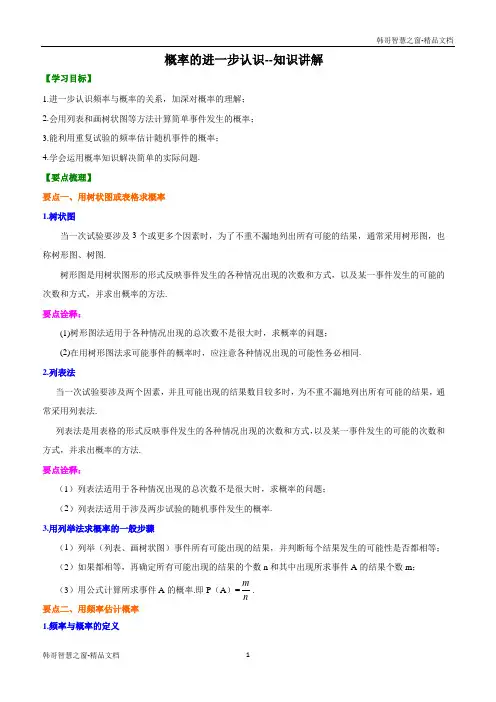 概率的进一步认识 知识精讲
