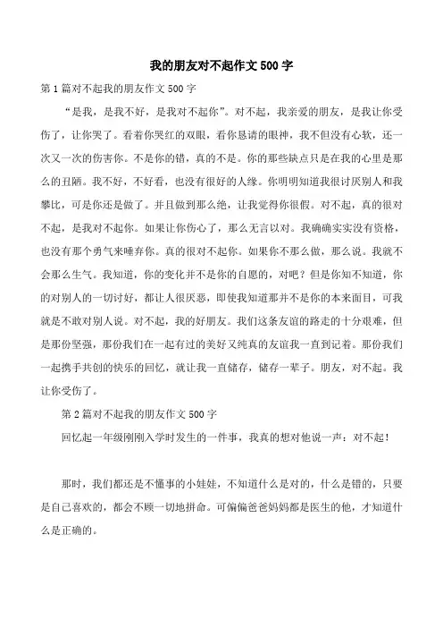我的朋友对不起作文500字