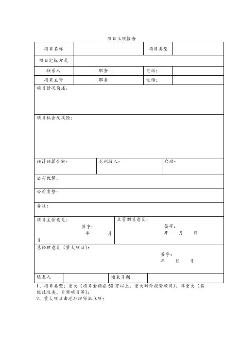 项目管理表格