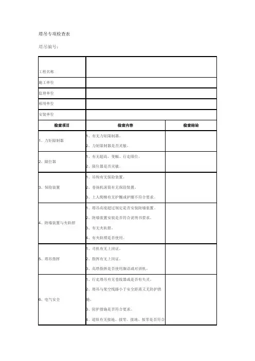 塔吊专项检查表