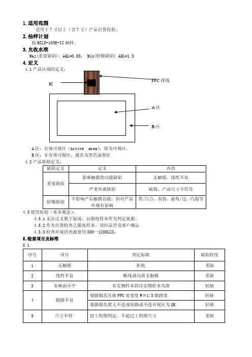 含7寸以上电容屏检验标准