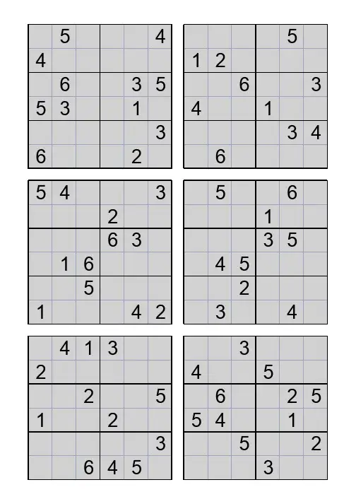 幼儿数独六宫8,可打印