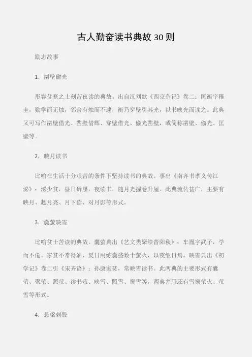 (励志故事)古人勤奋读书典故30则
