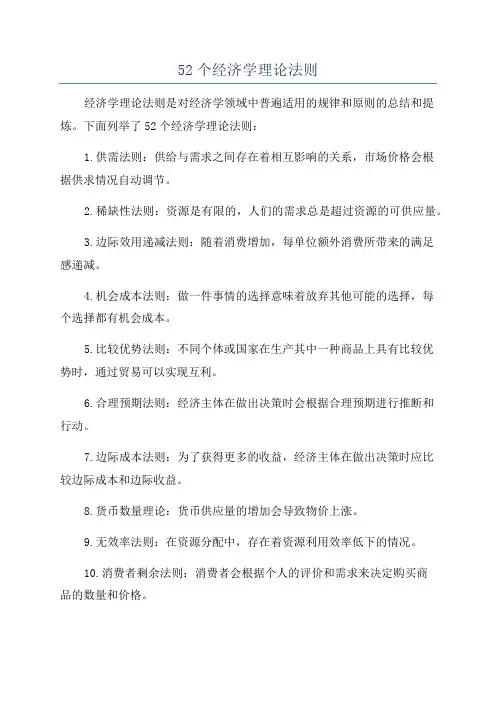 52个经济学理论法则