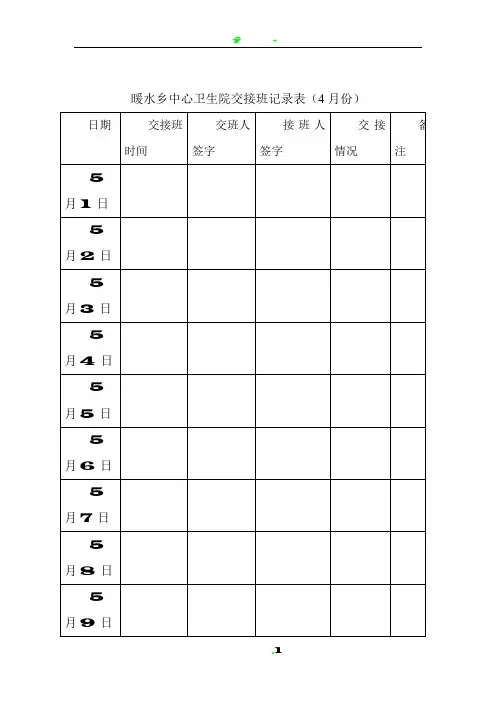 卫生院交接班记录表