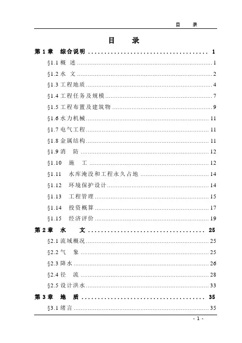某一级水电站可行性研究报告