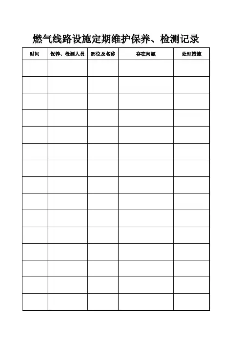 燃气线路设施定期维护保养、检测记录
