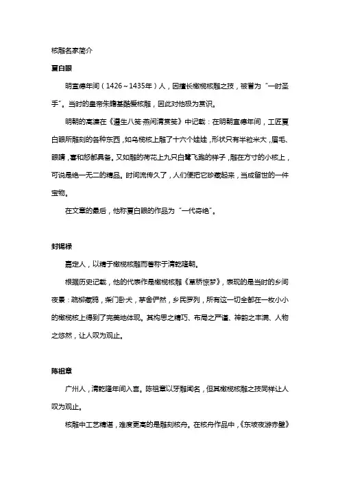 核雕名家简介