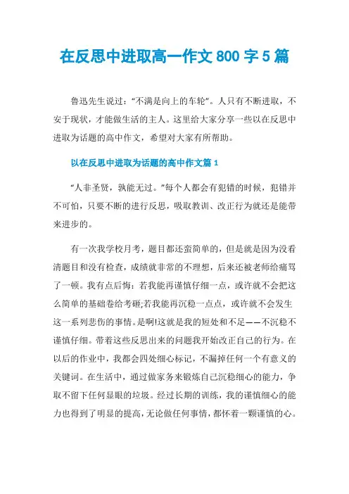 在反思中进取高一作文800字5篇