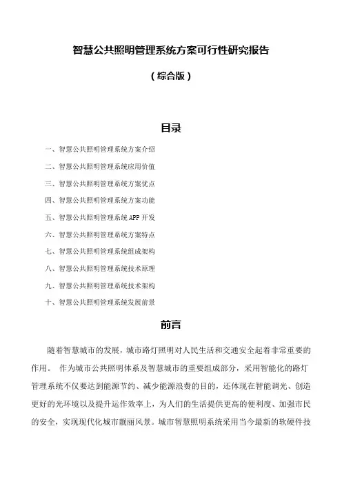 智慧公共照明管理系统方案可行性研究报告
