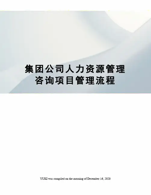 集团公司人力资源管理咨询项目管理流程