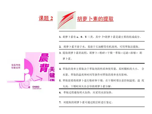 高中生物专题6课题2胡萝卜素的提取课件新人教版选修1