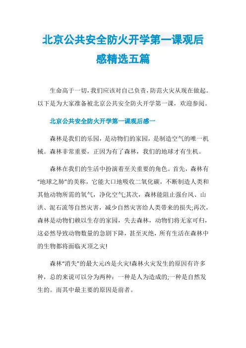 北京公共安全防火开学第一课观后感精选五篇