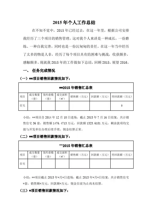 年度房地产销售经理个人工作总结与计划