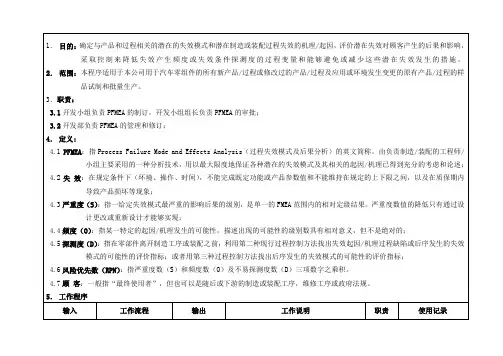 FMEA控制程序