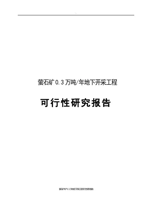 萤石矿年产0.3万吨地下开采工程可行性研究报告