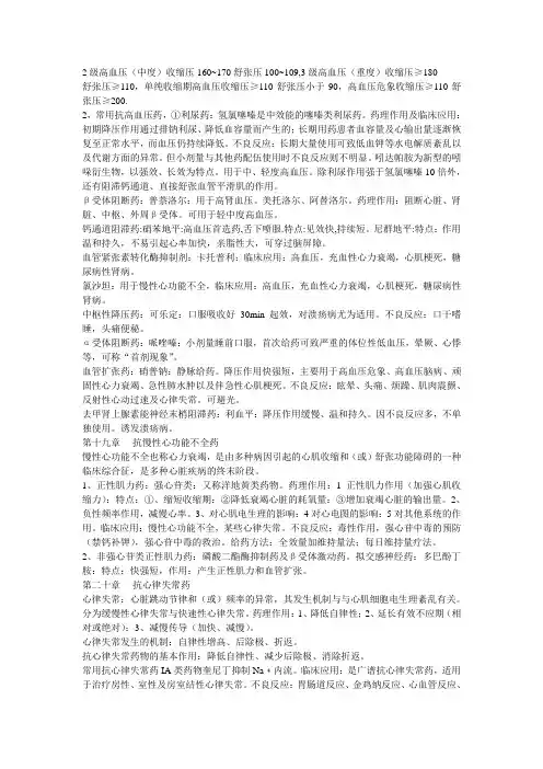 药理课件(各章重点)