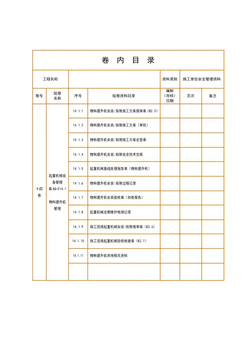 14 卷内目录--十四卷