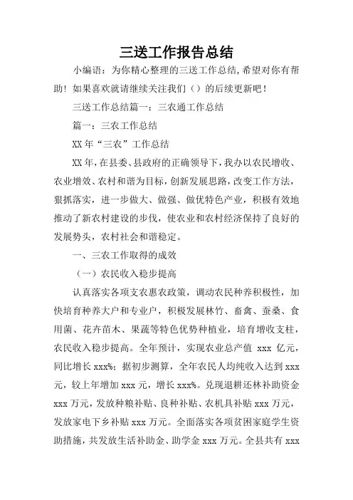 三送工作报告总结