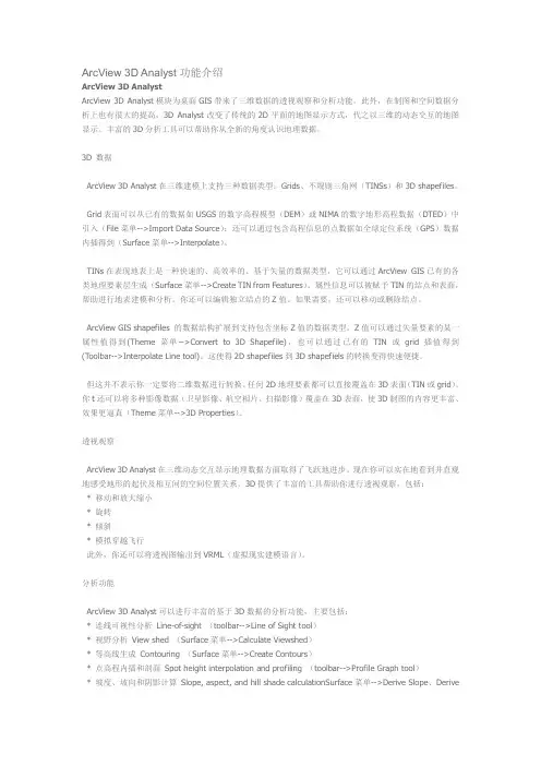 ArcView 3D Analyst功能介绍