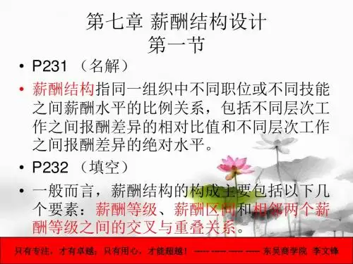 薪酬管理 第七讲