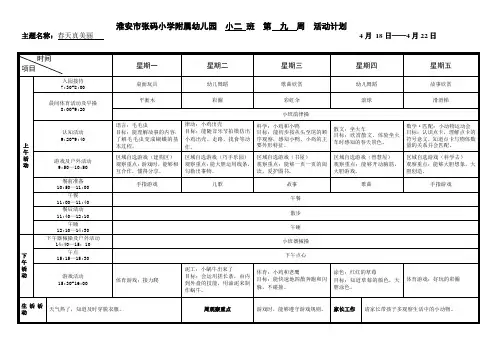 小班第9周周计划