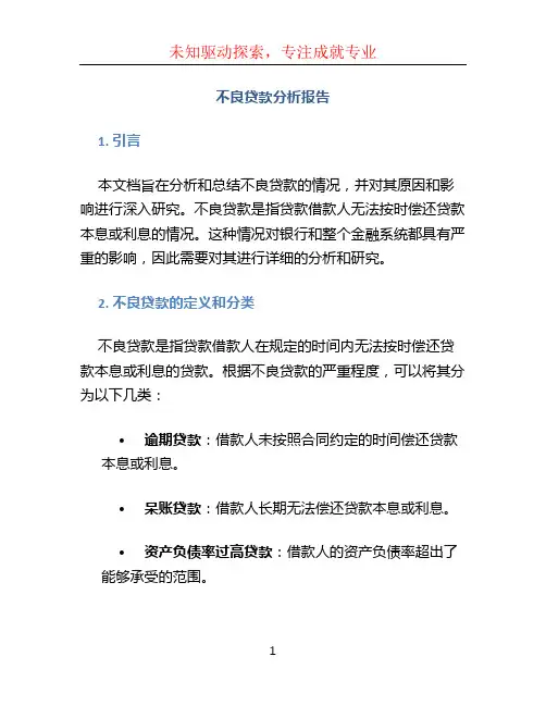 不良贷款分析报告