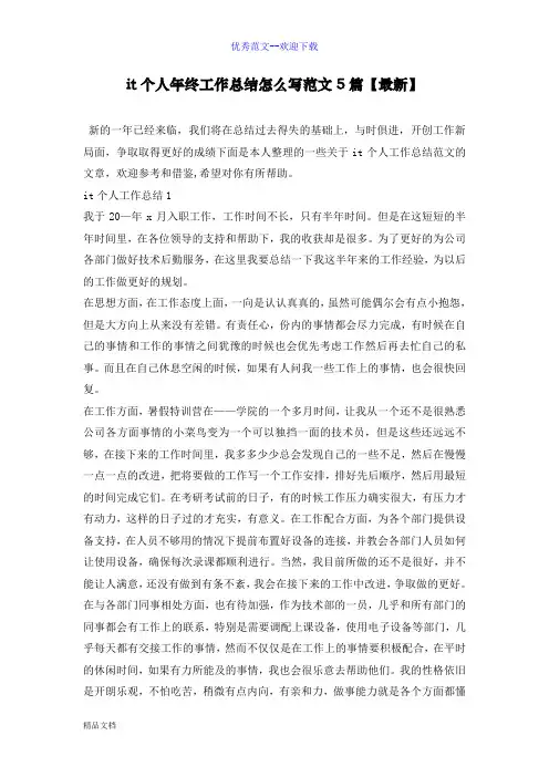 it个人年终工作总结怎么写范文5篇【最新】