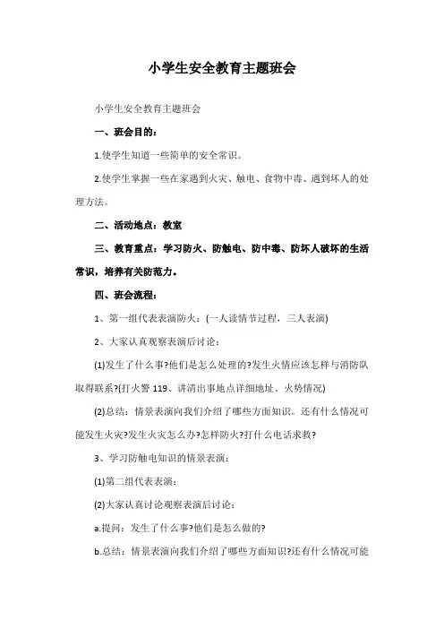 小学生安全教育主题班会