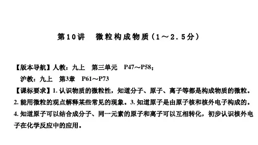 2021年河北中考化学一轮复习课件第10讲  微粒构成物质