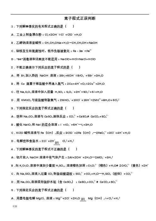 离子方程式正误判断